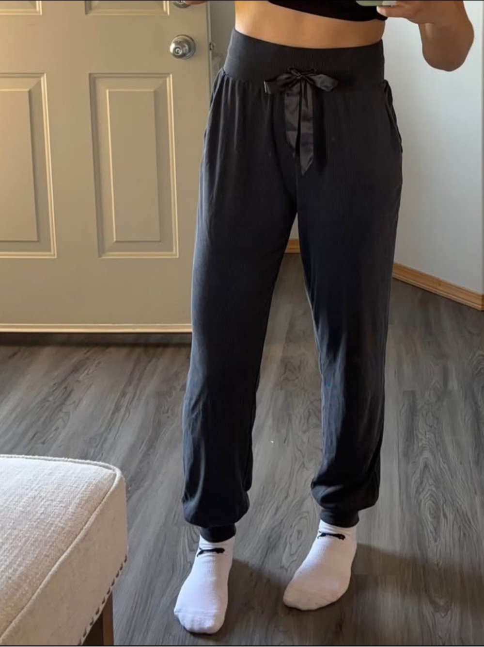Victoria’s Secret Loungewear Pants Dark Grey Black stripes, size small